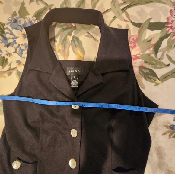 Virgo Midi Black Linen Halter Dress Size 16 Spring Summer - Picture 8 of 11